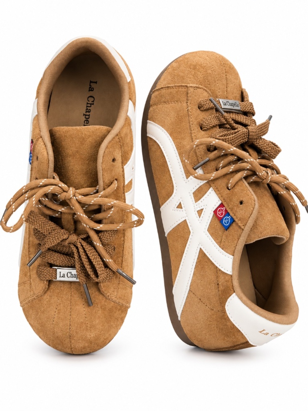 La Chapelle Camel Suede Retro Y2K Hidden Wedge Low Top Sneakers | Women's 8